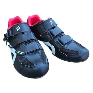 Peloton Cycling Shoes Mens 12 EU 46 Black Red Look Delta Cleats Indoor Spin Bike
